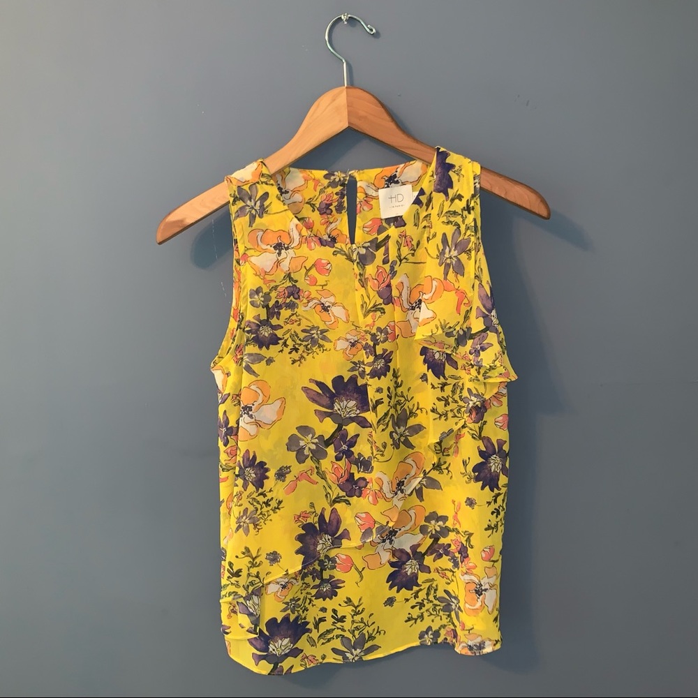 Anthropologie HD in Paris Floral Sungarden Ruffle Tank Size 4